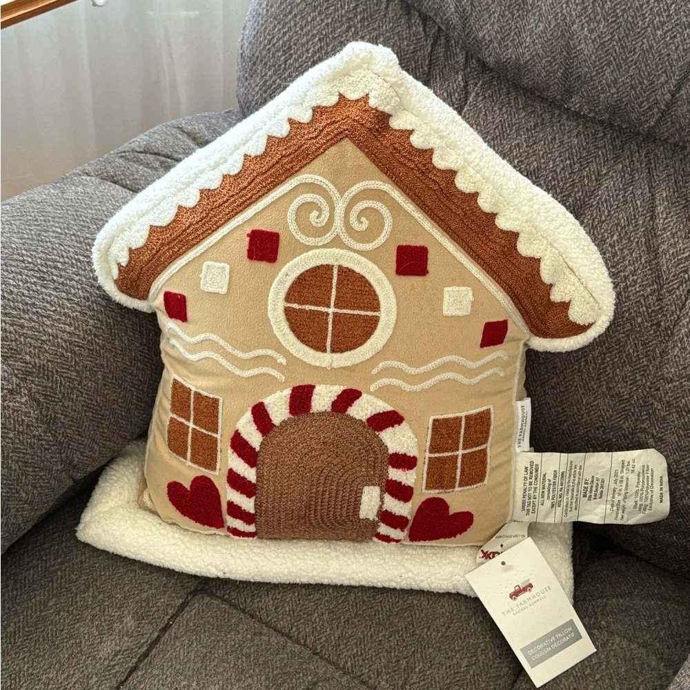 Gingerbread House Holiday Pillow